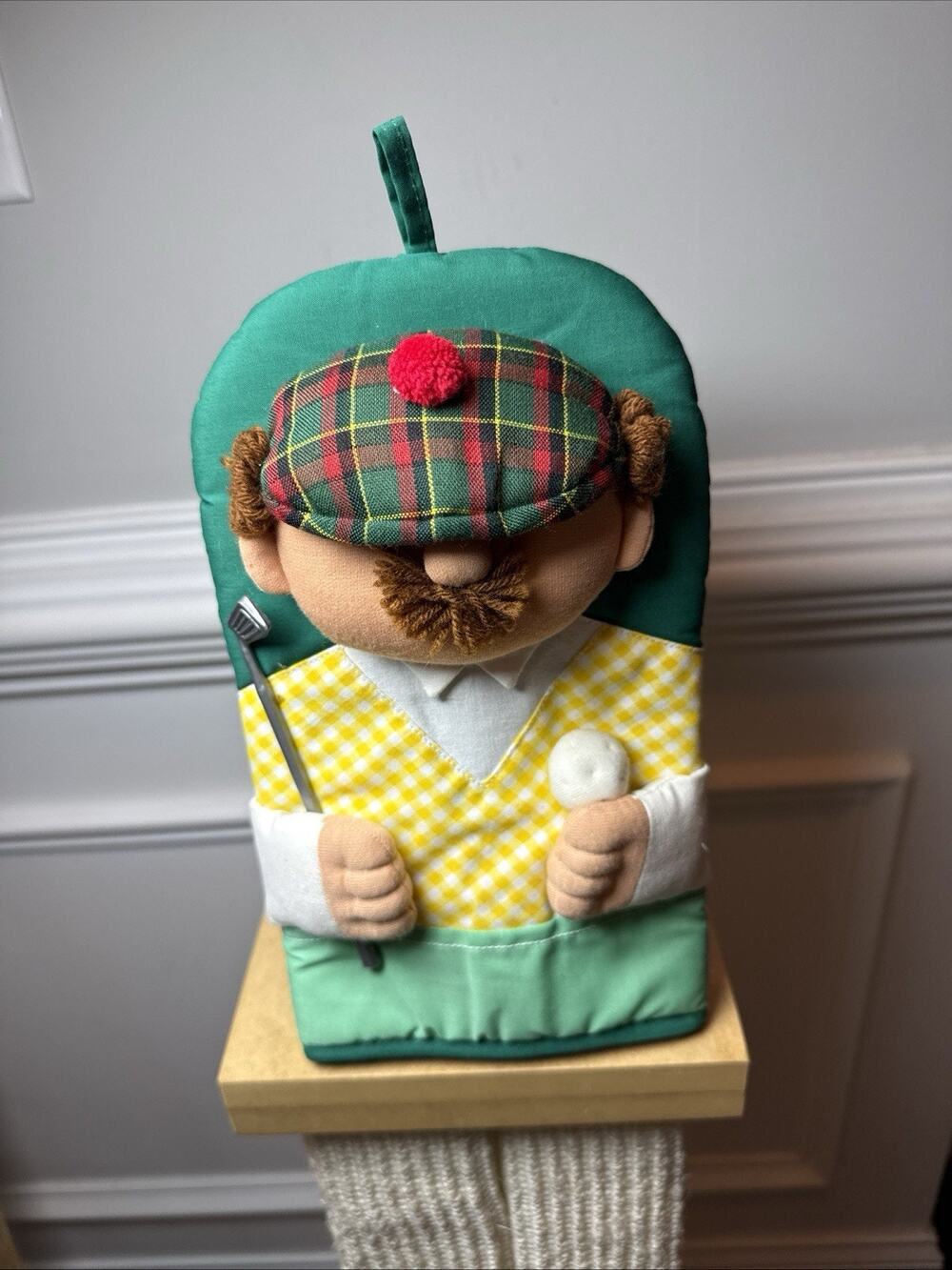 Vintage Hot Mitt King Mr Golf Golfer Oven Mitt Pot Holder Kitchen Decor